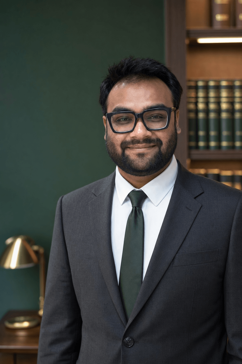 Tirth Inamdar, founder of Inamdar Legal, in his office